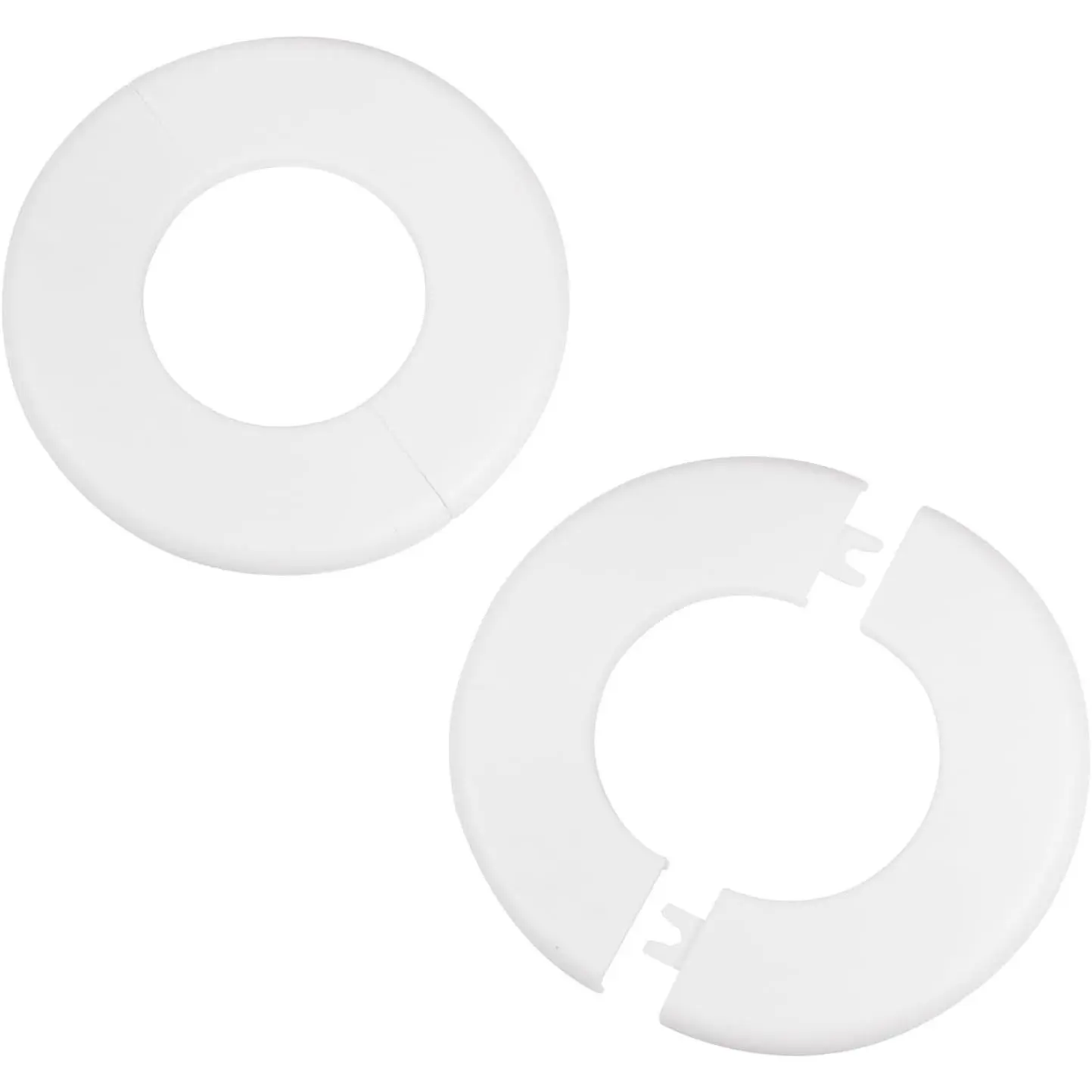 2Pcs White ABS Round Self-Adhesive Split Wall Flange Escutcheon Plates for 2.5"/64mm Pipe 130mm OD Plumbing Cover for Water Pipe Faucet Wall Hole Decoration