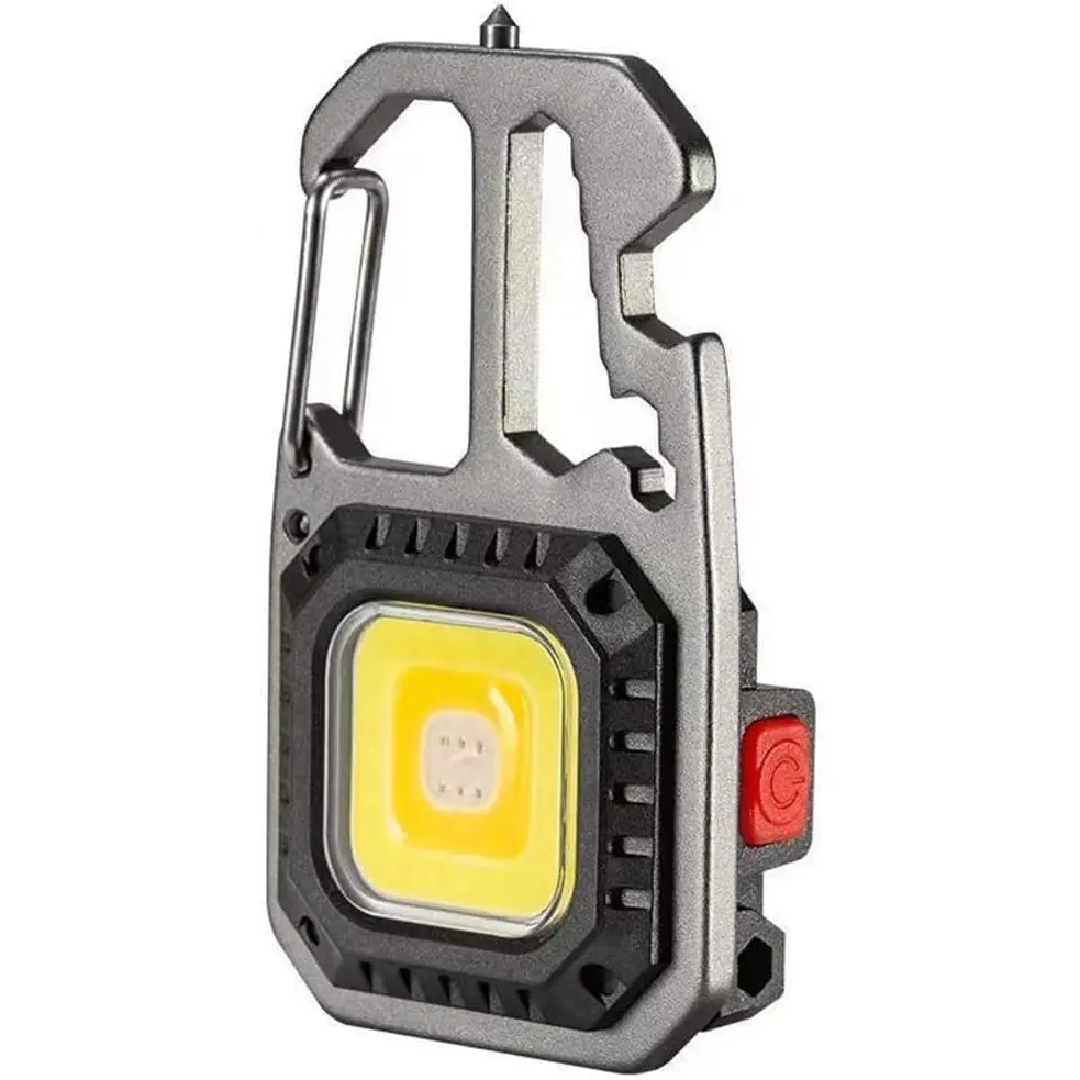 7-Mode COB LED Keychain Flashlight, 500 Lumens, Rechargeable Work Light with Screwdriver, Wrench, Bottle Opener, Magnetic Base (4 Screwdrivers, 1)
