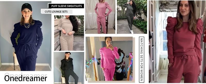 Sweatsuits for Women 2 Piece Outfits Puff Long Sleeve Crewneck Pullover Sweatshirt Jogger Lounge Sets Sweatsuits for Women 2 Piece Outfits Puff Long Sleeve Crewneck Pullover Sweatshirt Jogger Lounge Sets