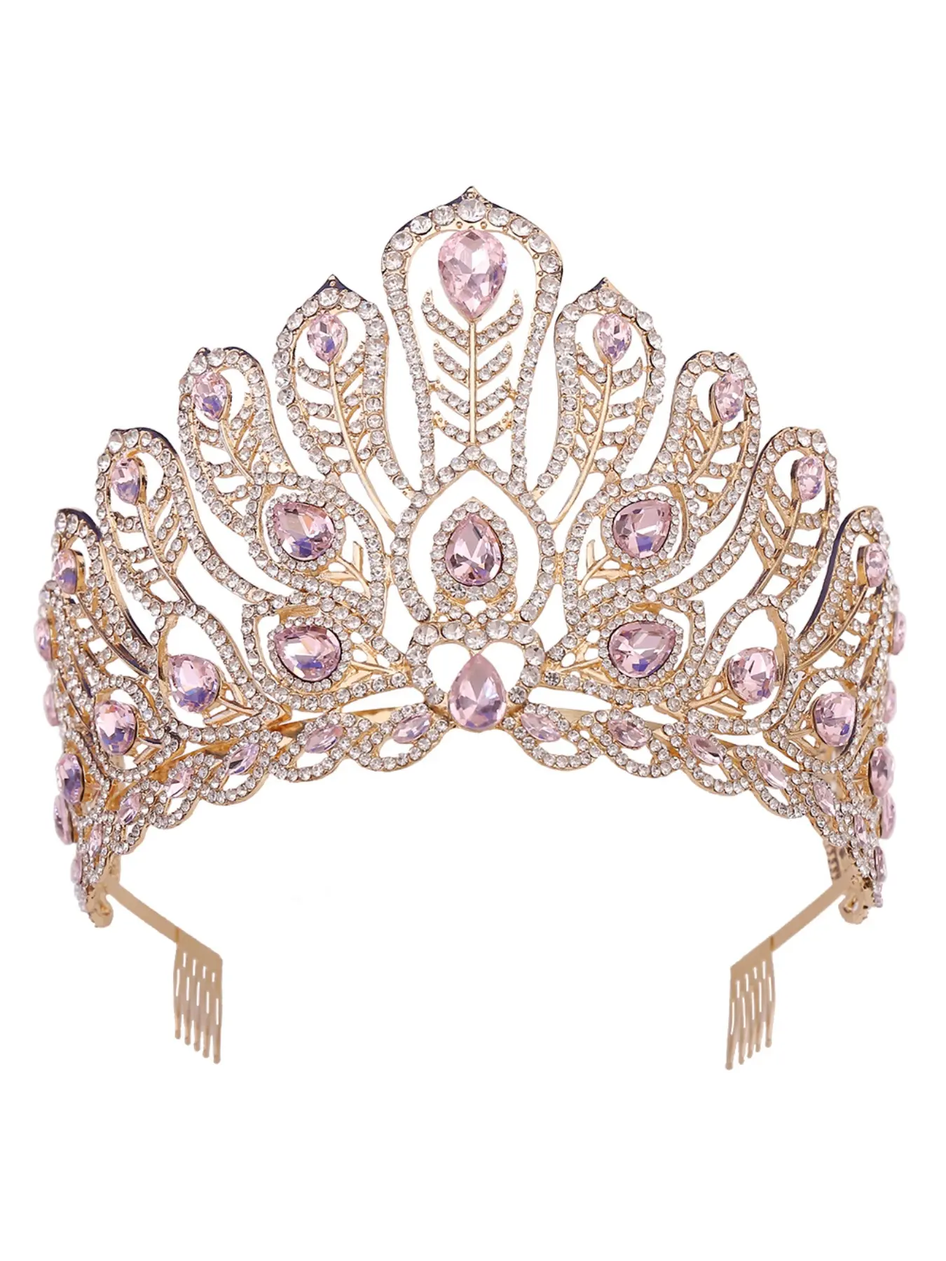 Beauty pageant crown headpiece large hair comb European and American runway tiara queen headdress