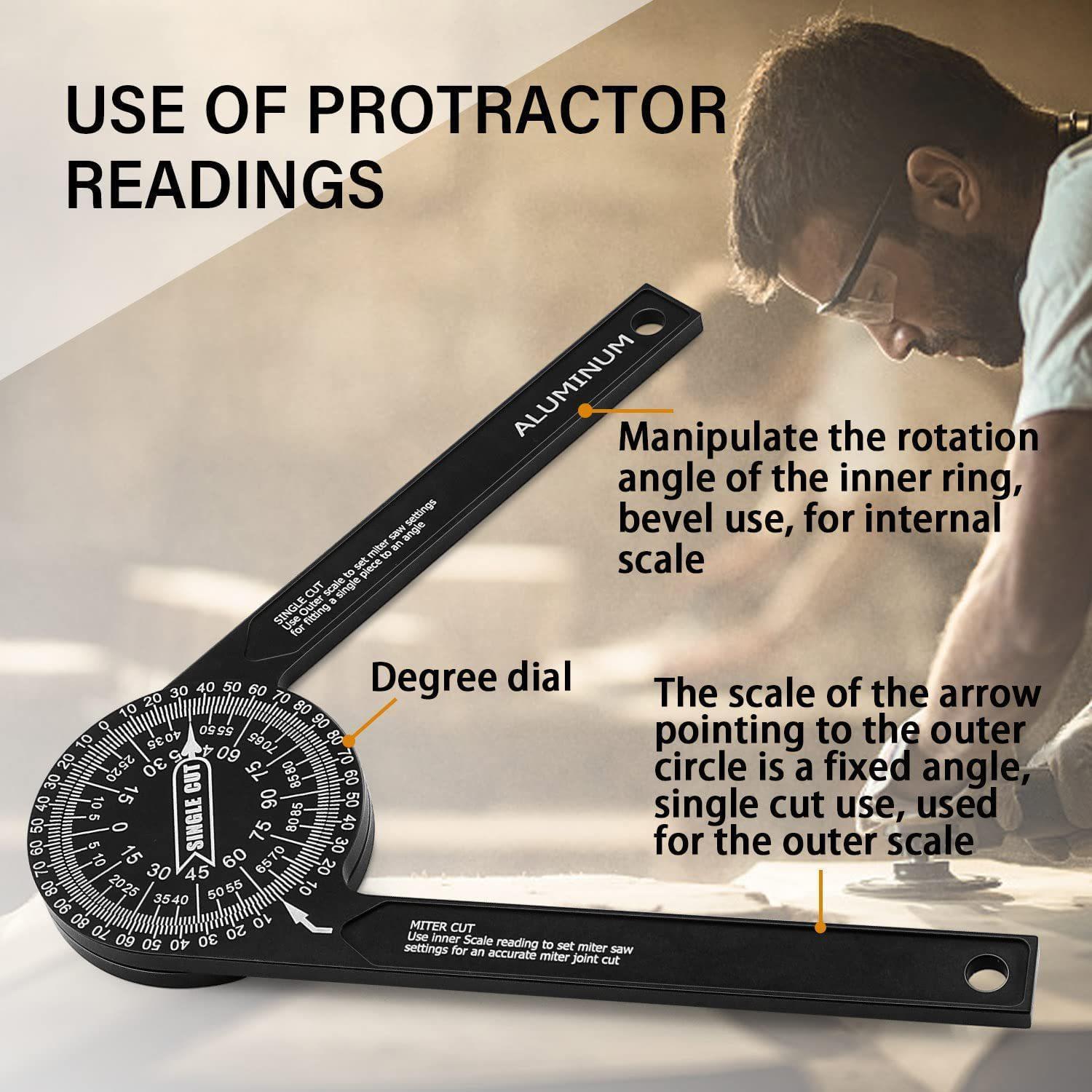 Pro-Grade 360° Miter Saw Protractor – High-Precision Angle Finder for Carpenters, Plumbers & Building Trades