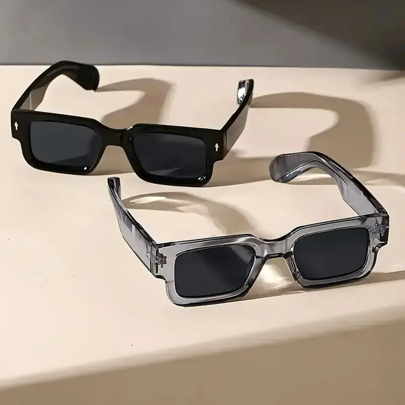 2026 Unisex 2-Piece High Quality Retro Full-Rim Modern Sunglasses Set, Thick Plastic Frame with PC Lenses, Anti-Glare Shades - Accessories for Women, Ideal for Party, Beach Travel Gifts summerwins,summerwins,summeroutfits,vacationoutfits,beachoutfits