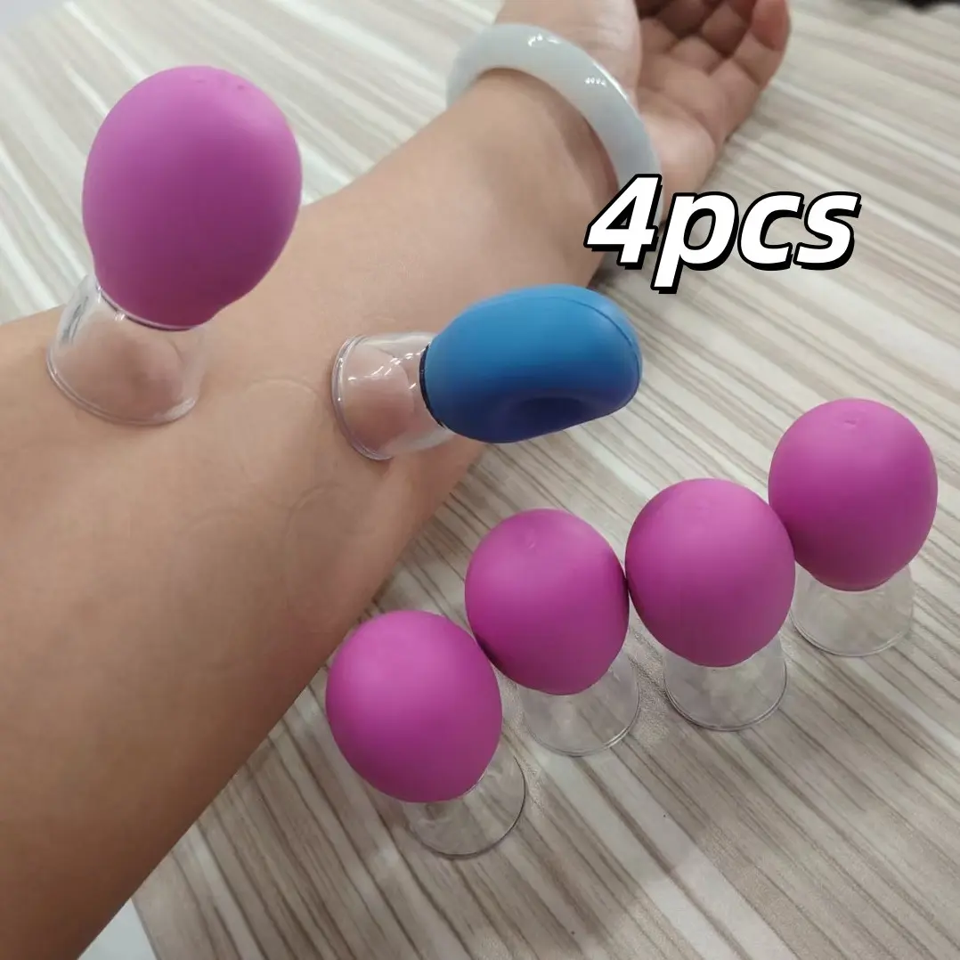 4-Pack Mini Facial Cup Massage Tool, Manual Vacuum Suction Massager, Acupressure Cup for Face Lifting, Relaxation & Stress Relief Device, Facial Cupping Tool