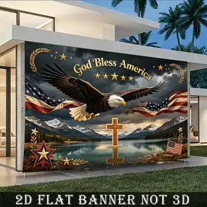 1pc 2D Flat American Flag Wall Tapestry, Red White Blue Patriotic Banner with Iconic Independence Day Motifs, Polyester Decor for 250th Anniversary & 4th of July, Entrance Hanging, Us Pride & Nation Pride