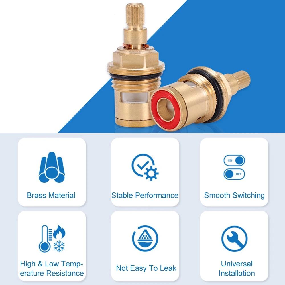 G1/2 Inch Copper Valve Core, Durable Anti-leak Valve Core, Bathroom Universal Cold & Hot Water Mixing Valve Replacement Repair Parts