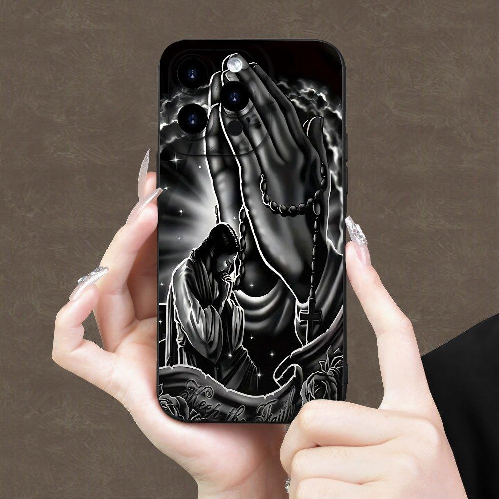 Case for iPhone 16 Pro Max 15 Plus 14 13 12 11 XS XR Creative Jesus Pattern Drop Protection Shockproof Soft Silicone smartphone Cover iphone  15  pro  max  case