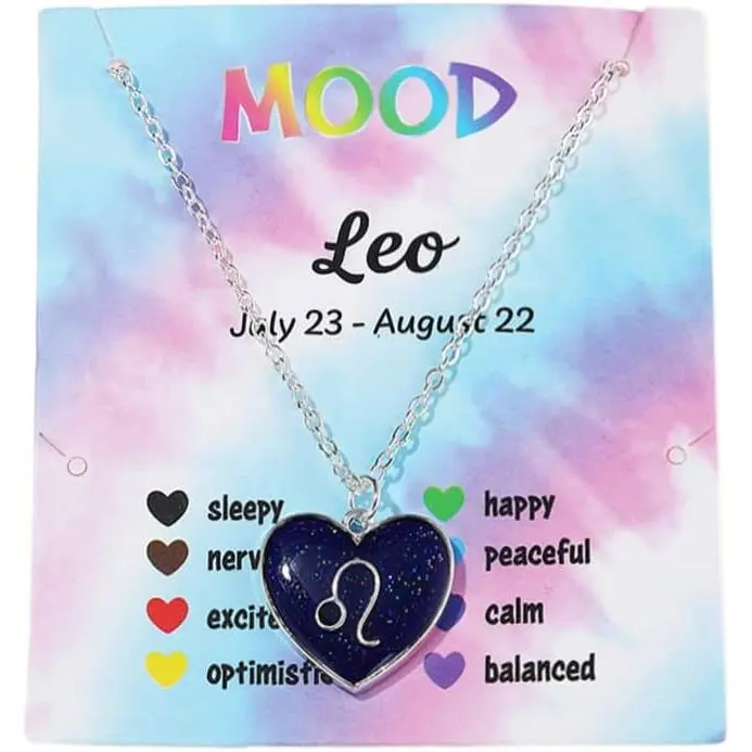 Temperature Sensing Color Changing Pendant 12 Constellation Zodiac Necklace Astrology Horoscope with Message Card  Women Birthday Gifts