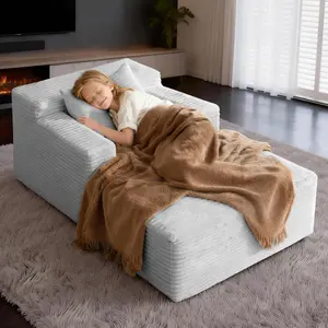 Aobtkel Small Chaise Lounges,Modular Corduroy Lazy Sofa Chaise Lounge, Convertible Sofa Bed for Bedroom Living Room, Compression Packed Wide Seat Reading Couch for Kids Adult On-Site