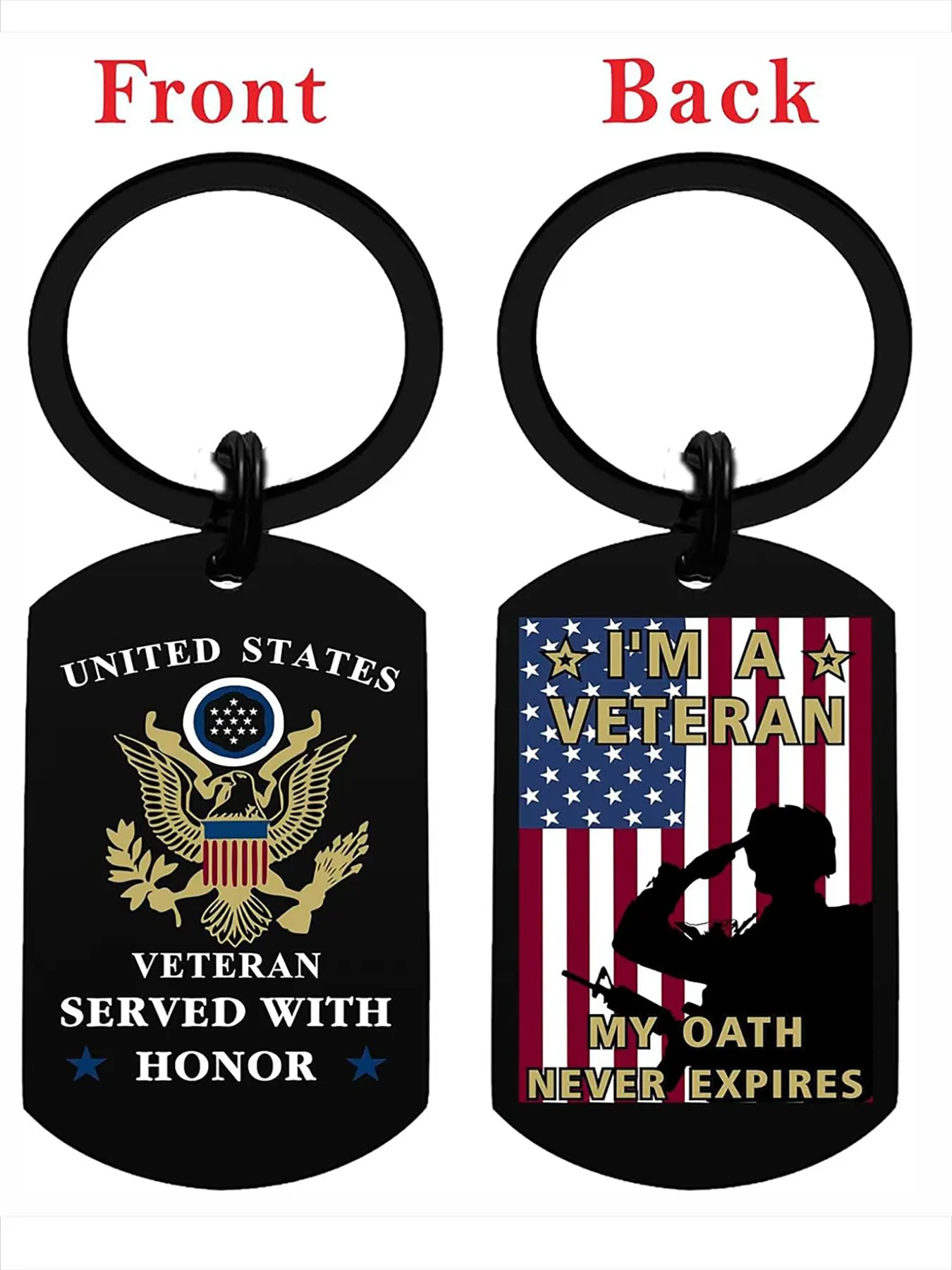Veteran Gifts for Men, Military Veteran Keychain, Key Rings, Air Force, Marines, Casual Style, All Seasons, Graphic Pattern