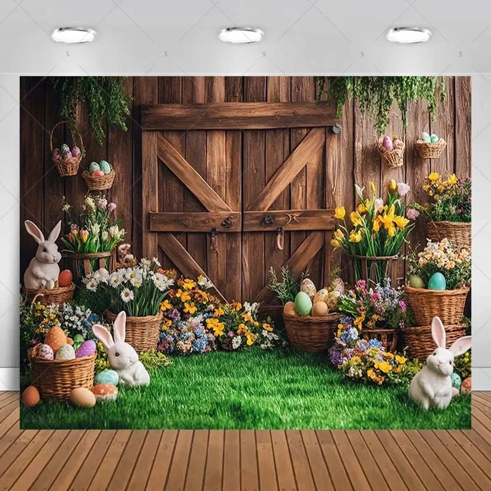 Suitable for all‑scene decoration Easter Rabbit Arch Backdrop Spring Rabbit Background Kids Birthday Party Baby Shower Decor Garden Lawn Decoration Supplies