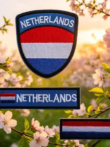 Set of 3 Embroidered Patch Badges, Dutch Team Logos, Iron-On or Sew-On, for T-Shirts, Hats, Bags, Outdoor Sports Gear, All Seasons