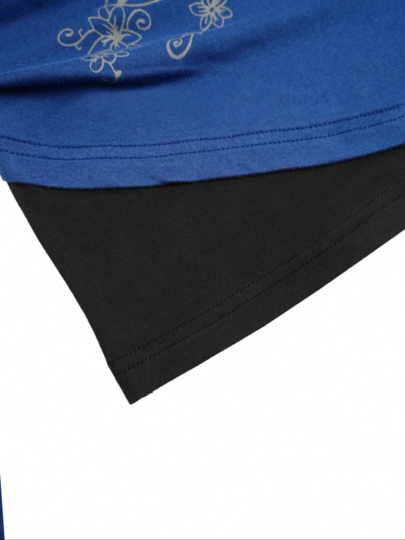 Women's 2 in 1 Floral & Letter Print  Halter Tee, Y2k Casual Top for Summer, Ladies Clothes for Daily Wear