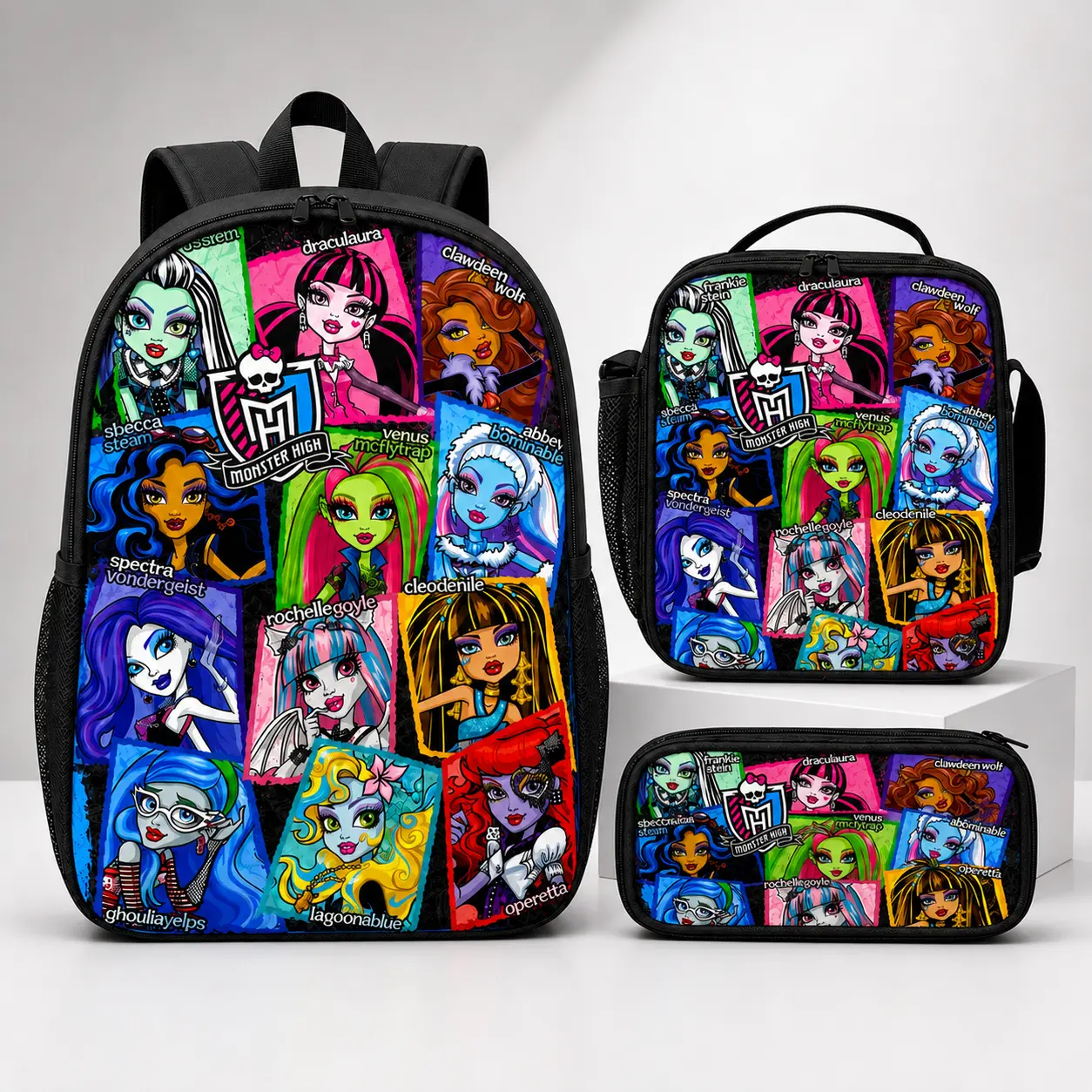 Monster High 2 Waterproof Student Backpack – Suitable for daily school commutes and accommodating a 17-inch laptop; features adjustable shoulder straps and a zipper closure; unisex design; a must-have item for the back-to-school season.