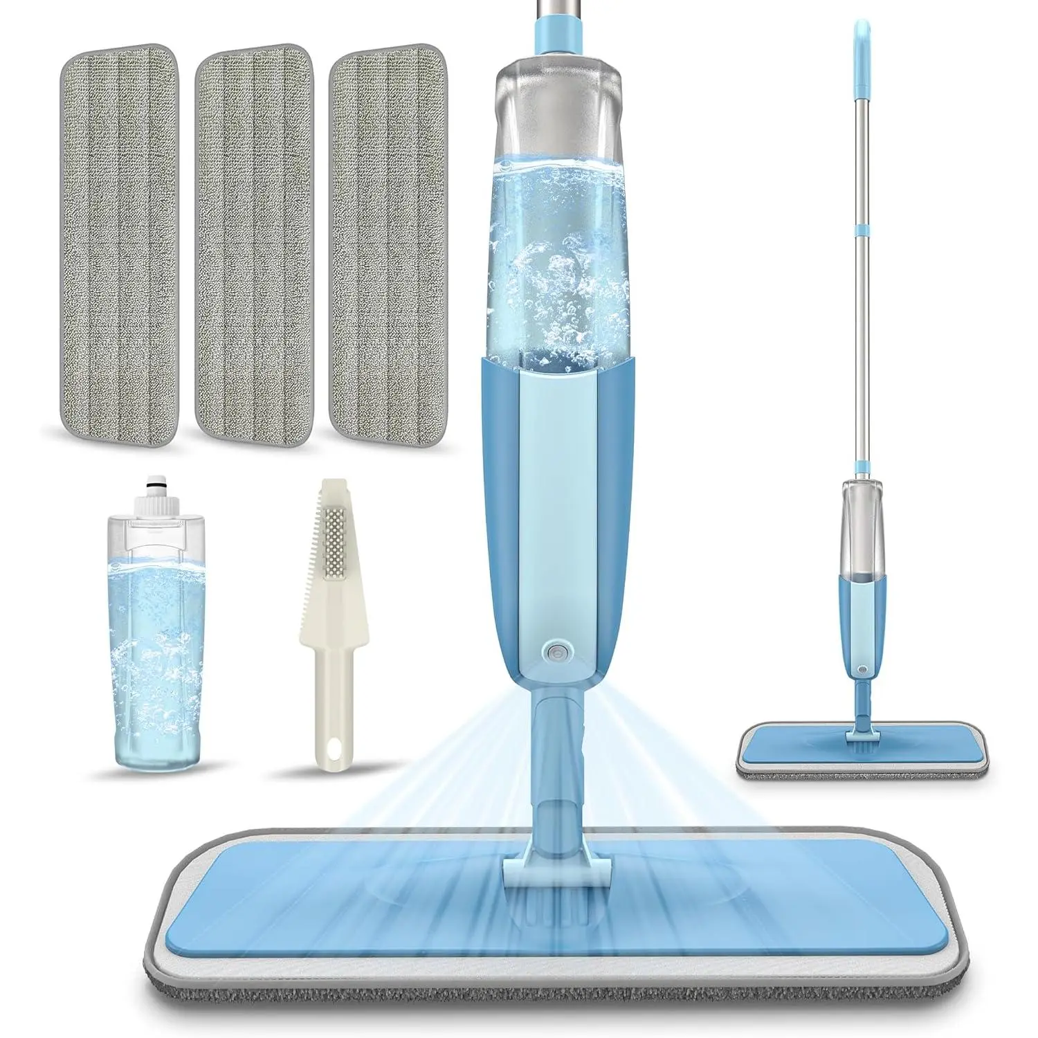 Wet Mops for Hardwood Floor Cleaning: MEXERRIS Floor Mop with 3 Washable Pads for Swiffer Powermop - Refillable Dust Dry Mop Home Commercial Mops for Wood Laminate Ceramic Tiles Vinyl