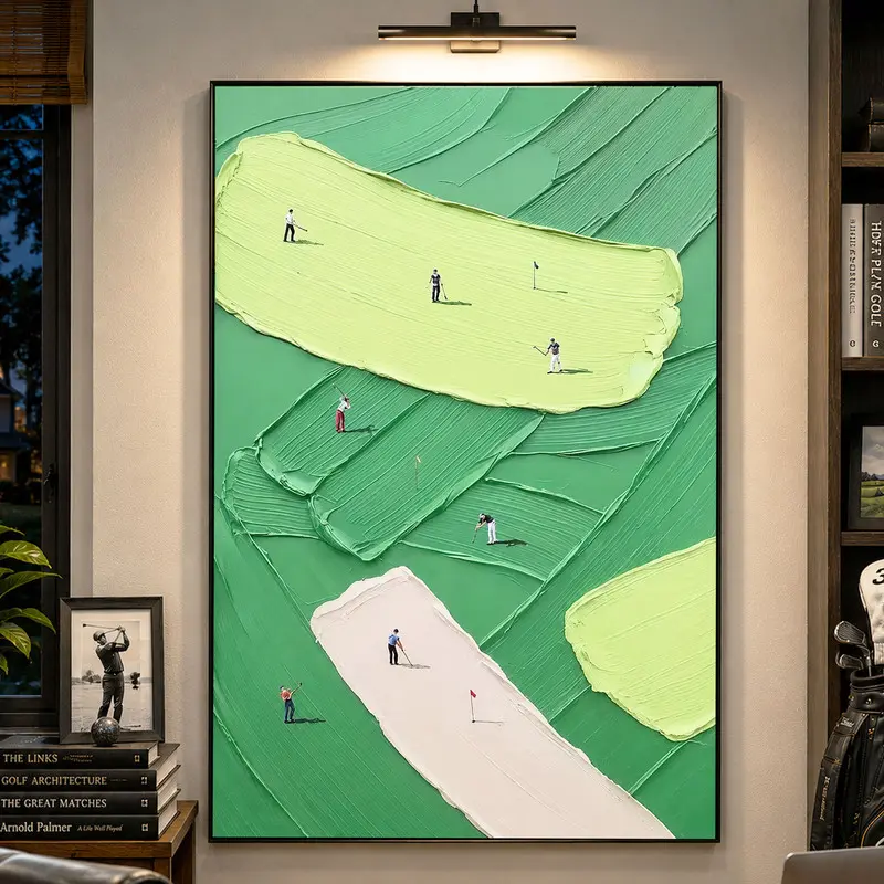 Abstract Golf Course Wall Art, Textured Green Landscape Print, Modern Golf Poster, Luxury Clubhouse Decor, Contemporary Sports Wall Art, Golf Course Landscape Artwork, Man Cave Decor, Golf Lover Gift, Minimalist Country Club Decor