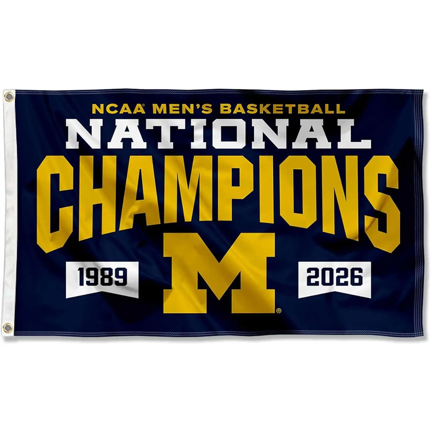 Michigan Team University Wolverines 2026 and 2 Time National Champions 3x5 Grommet Flag