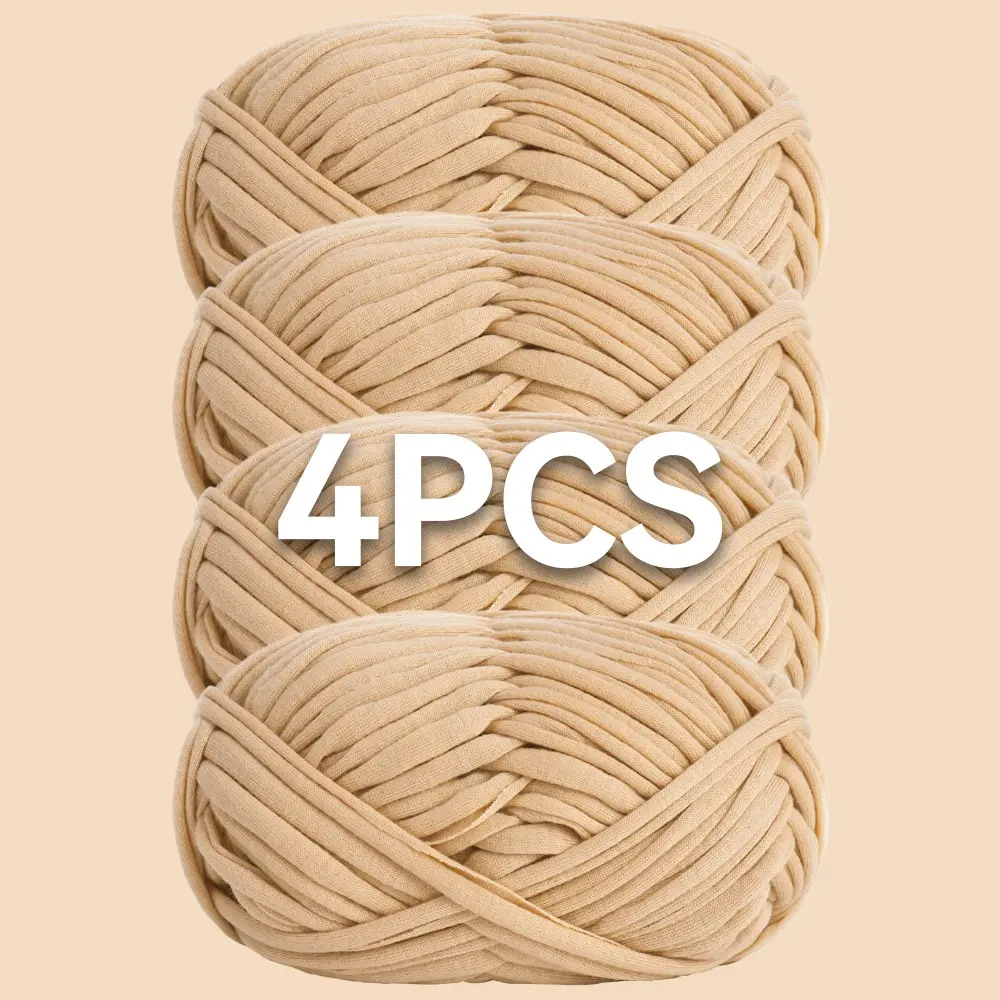 4-Pack Thick Yarn Strips, 400g Total, Ideal for Crochet, DIY Crafts, Bags, Storage Baskets, Pet Beds, Home Decor, DIY Knitting Materials, Chunky Yarn for Hand Knitting