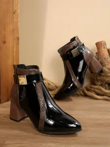 Women's Thick Sole Boots, Synthetic Material with Rhinestone Decoration, Side Zipper for Easy Wear, Perfect for Valentine's Day Gift