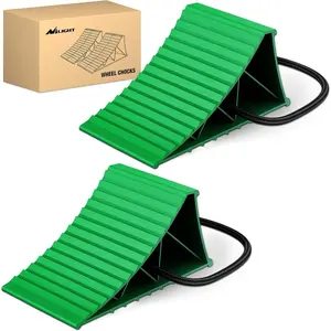 Nilight Wheel Chocks, Heavy Duty Wheel Stopper for Car, Truck, RV, Trailer, Caravan, Motorcycle, 8.7 Inch x 4.8 Inch x 4.2 Inch, 2-Pack(Green)