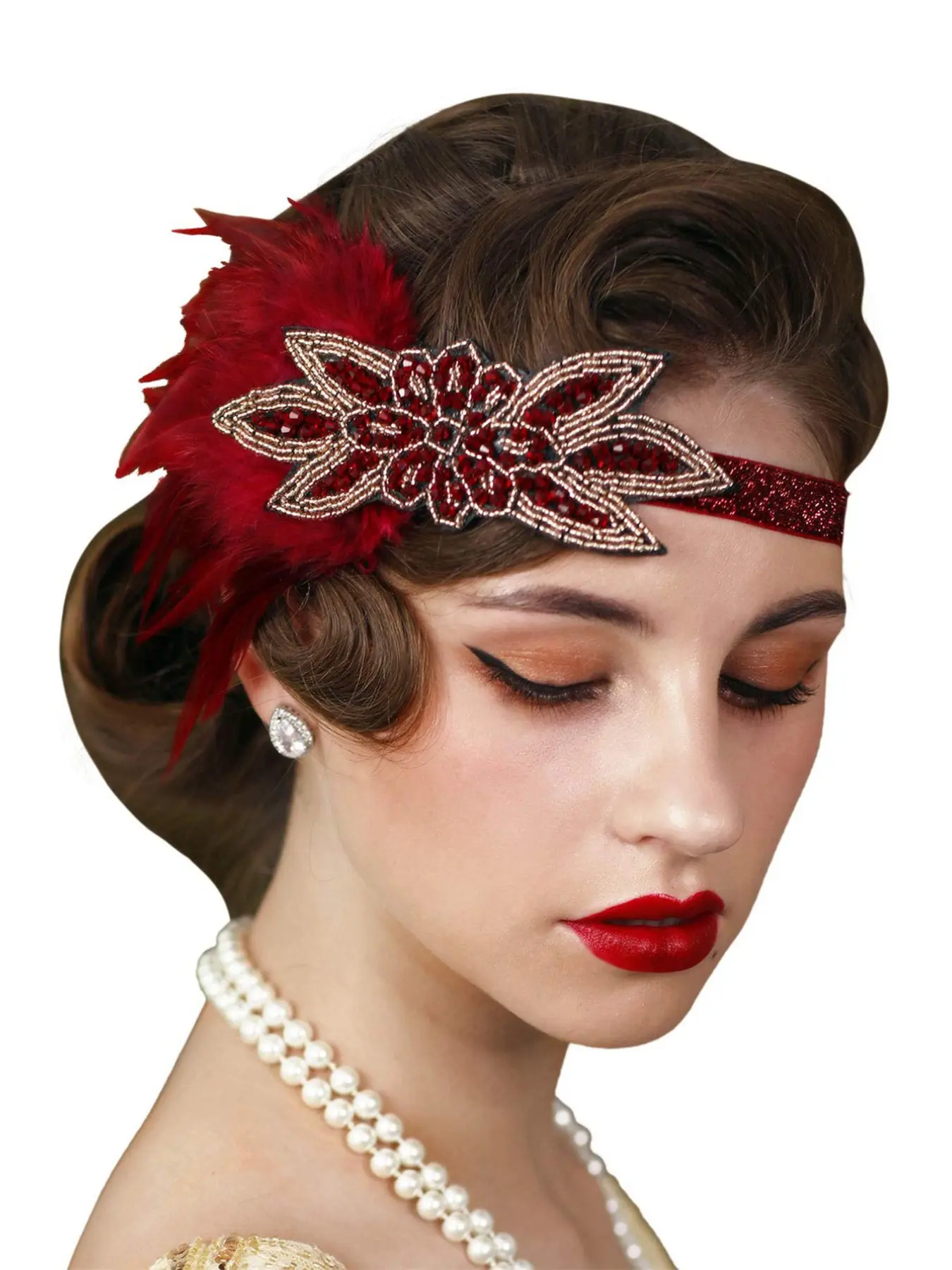 1920s Flapper Feather Headband Fashion Headband Vintage 20s Headpiece Roaring 20S Hair Accessories for Women (Black, One size)