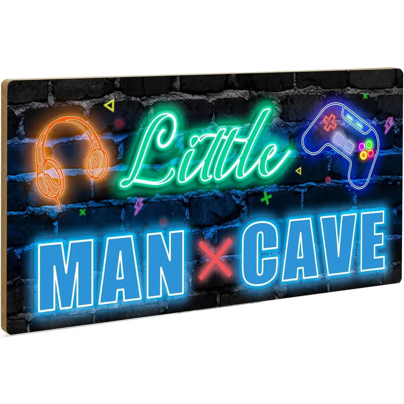 Gaming Room Decor Boys Stuff Kids Game Playroom Decorations Door Signs For Gamer Room Little Man Cave Wall Sign 10x5 Inches, Blue