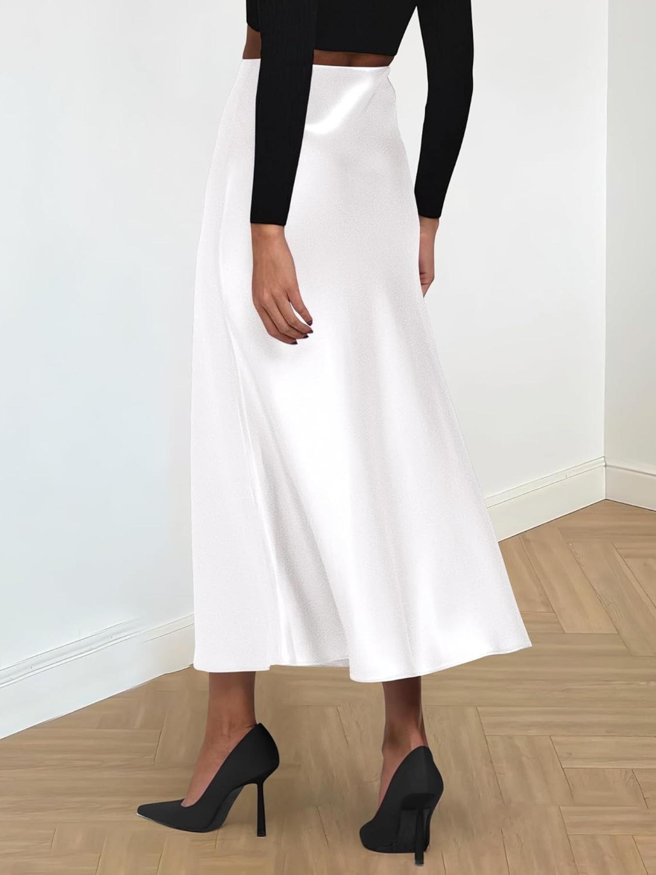 Women's Solid Color Skirt, Flared Skirt Design, Elegant Fashion Casual Skirt for Party Wedding Guest, Ladies Bottoms for Summer