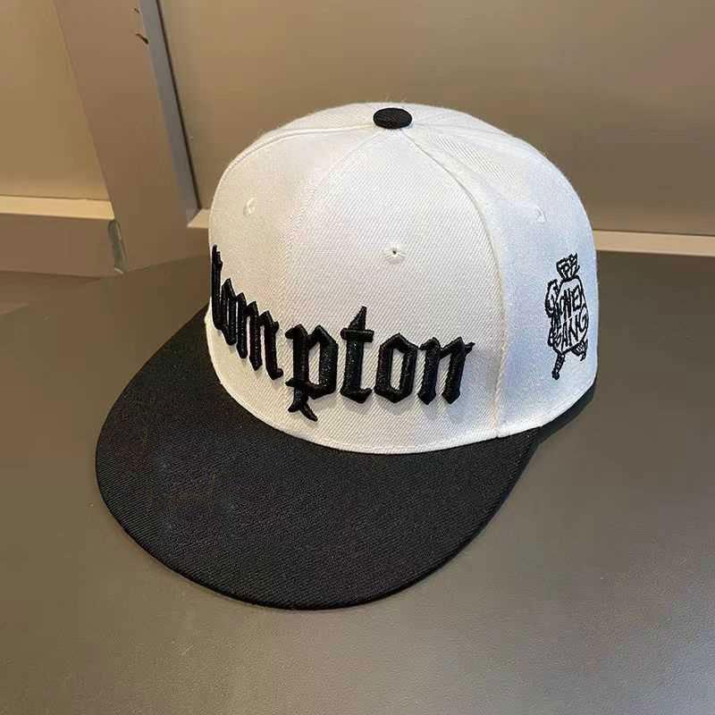 2026 European and American Compton Youth Street Dance Flat Brim Hat for Men, Trendy Hip-Hop Cap