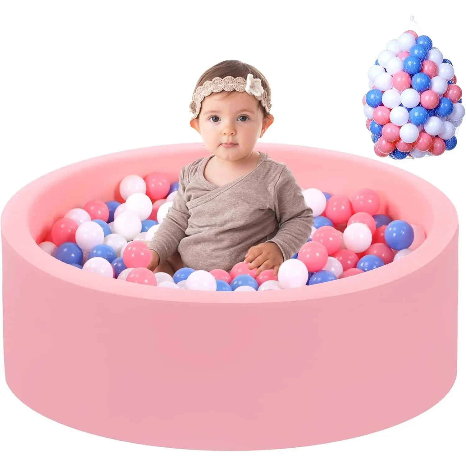 Sumbababy Kids Play Tent Ball Pit for 4-12 Years Pink Ball Pit with Soft Sponge Perfect Gift Toys Indoor Outdoorfun