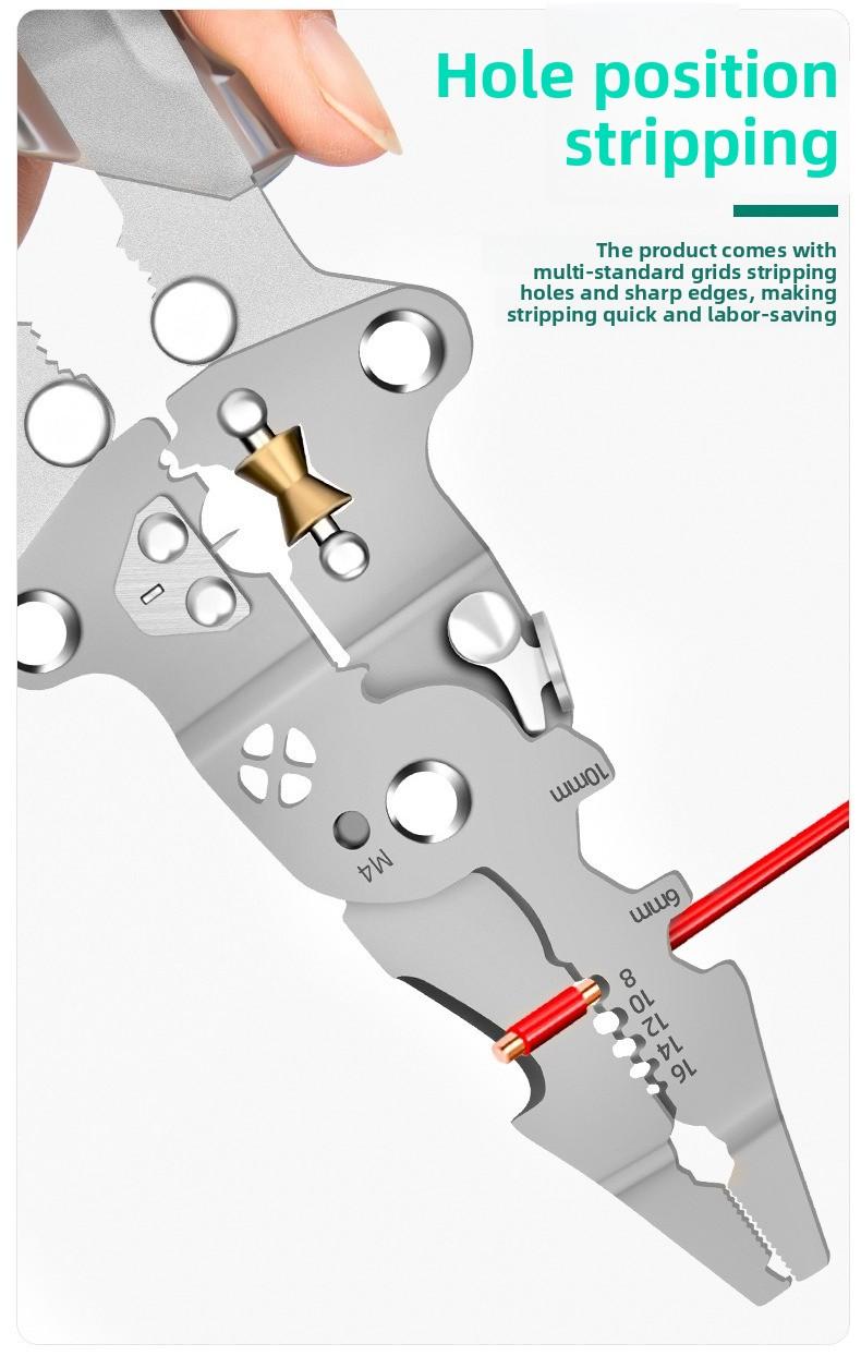 Multifunctional folding electrical pliers, electric stripping, crimping, wire splitting and winding integrated pliers
