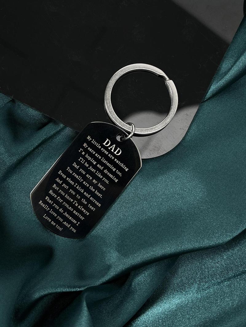 Letter Pattern Slogan Metal Keychain Personalized Heart Tag for Men & Women, Round Shaped Stainless Steel Key Holder & Key Fob for Car Key, Accessories As Xmas Gift