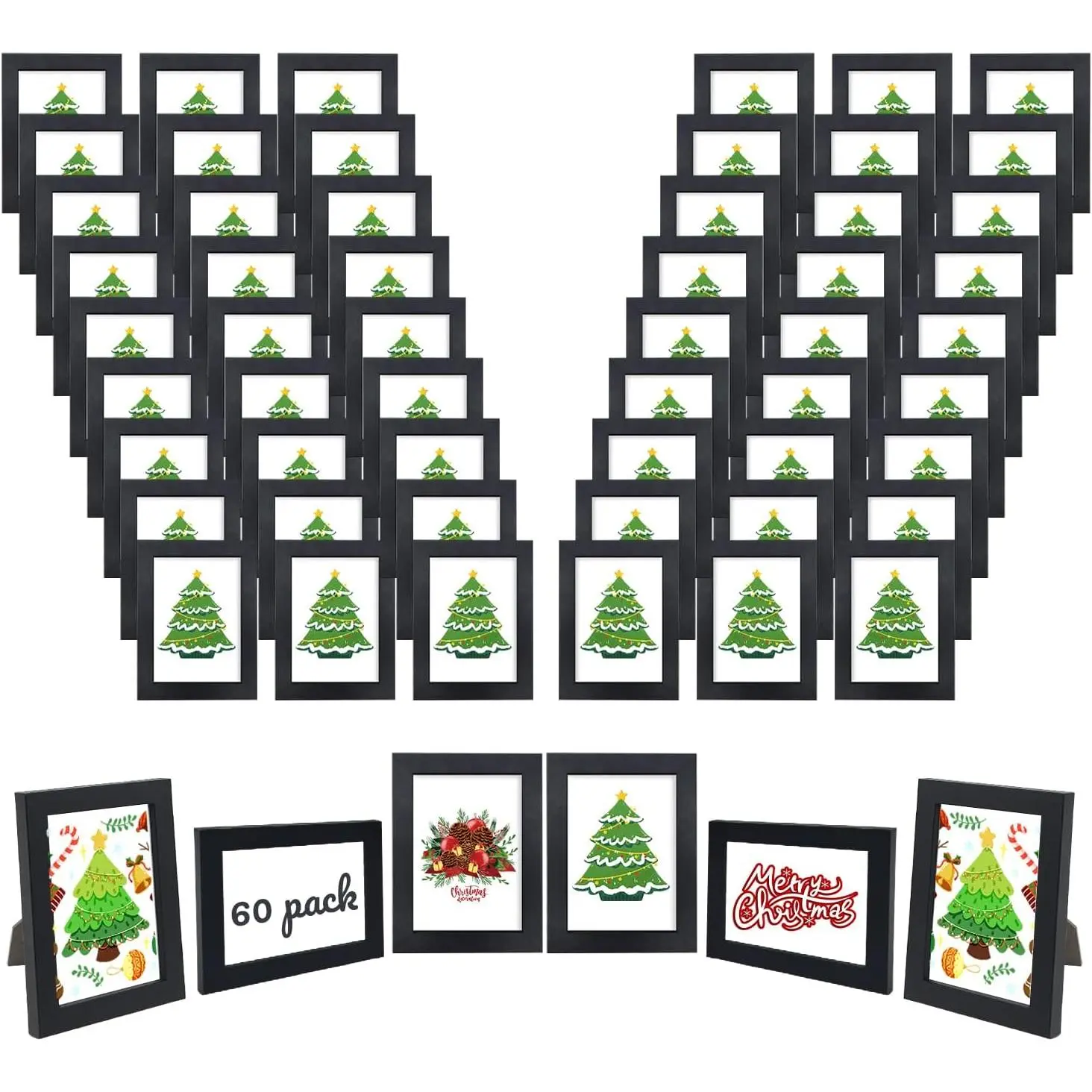 Set of 60 Bulk Picture Photo Frames, Simple Multi Photo Frames for Wall Mounting or Tabletop, 4X6 Inch Black