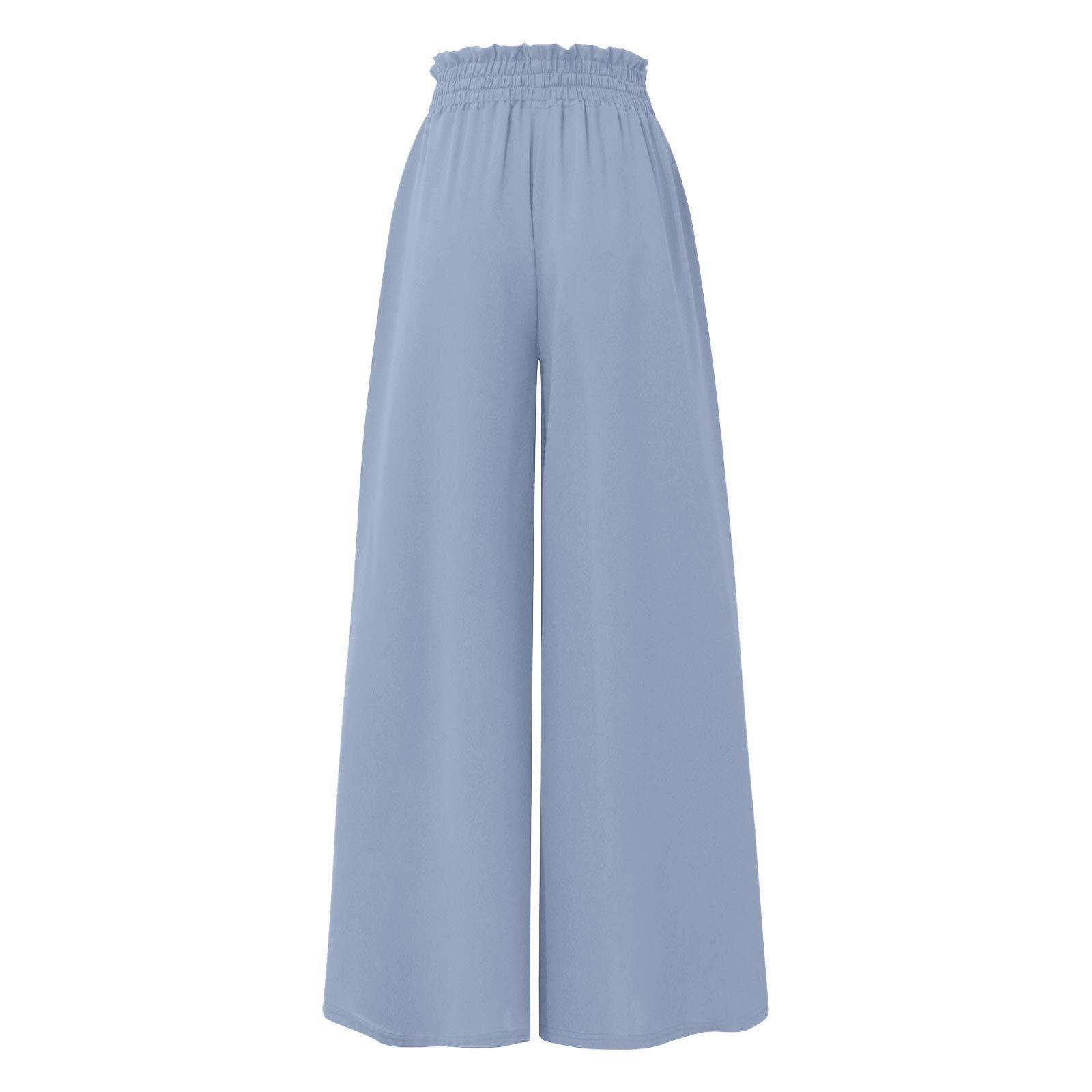 Women's new summer wide-leg long pants with elastic waistband, high-waisted long skirt-pants for women, suitable for beach vacations and commuting