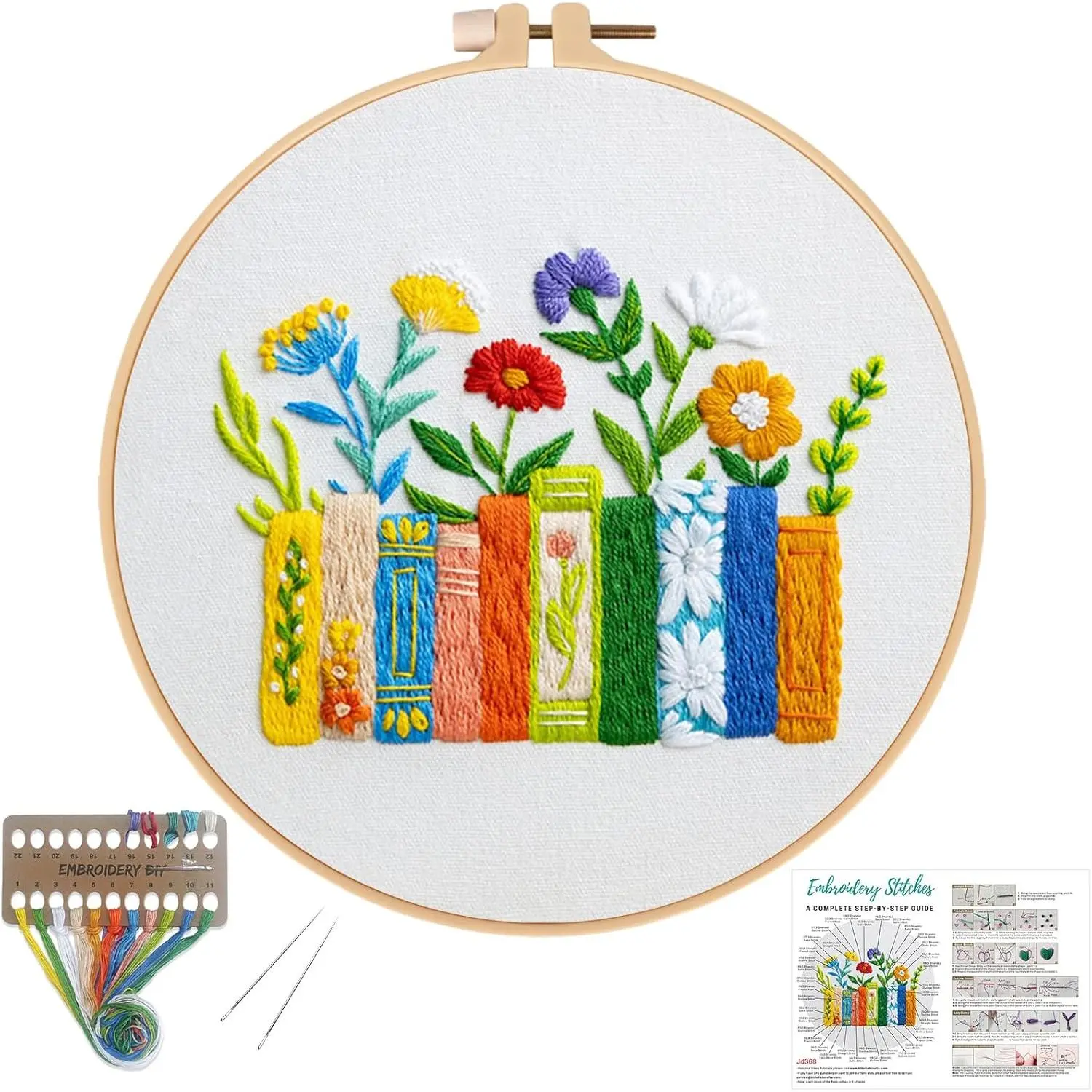 Funny Embroidery Kits for Beginners,  Kit for Adults,DIY Needlepoint with Books Bookmarks and