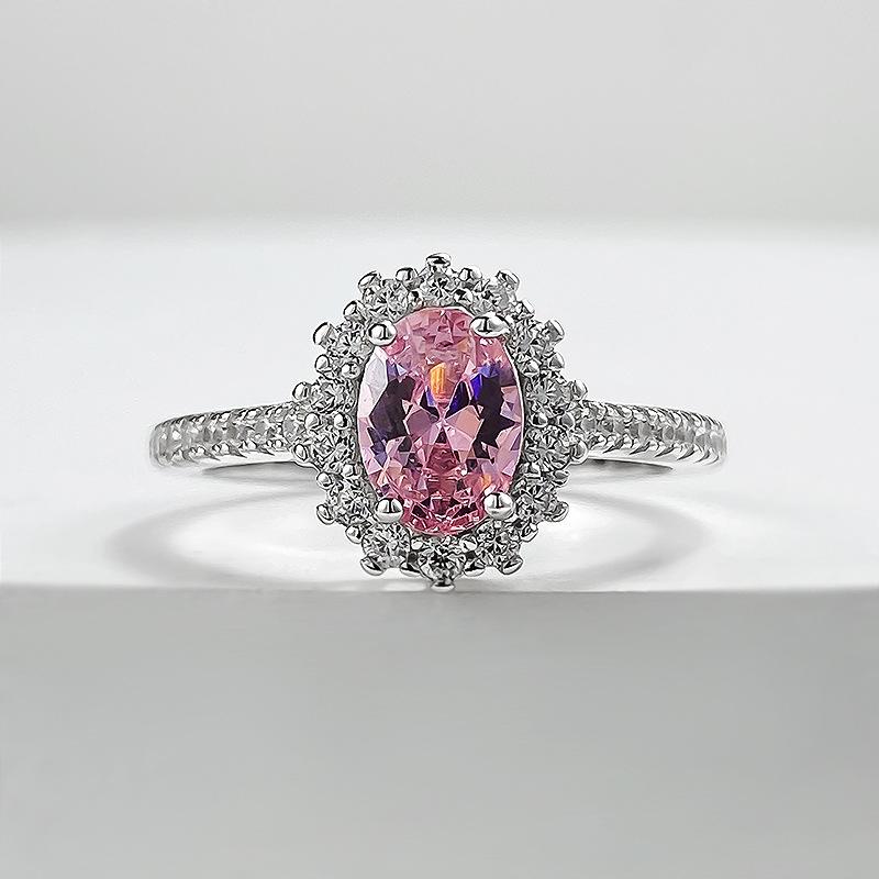 Padparadscha Pink 5x7mm Oval Ring in S925 Silver with High Carbon Stone|Stylish & Minimalist Engagement Ring|Perfect Birthday Gift for Girlfriend XF02