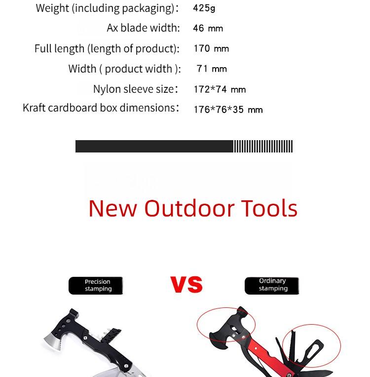 Multifunctional Folding Axe-Hammer Outdoor Camping Survival Tool Tactical Axe Portable Fire Axe with Knife and Pliers Emergency Equipment