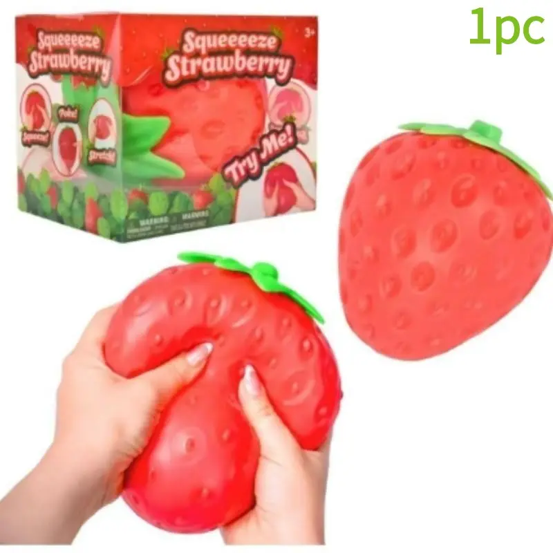 New Large Strawberry Slow Rebound Squishies Toy, Giant Squeeze Toy, PU Filled Sensory Toy, Cute Soft Ball Stress Relief Game Toy for Adults