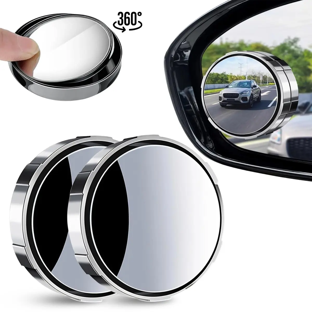 2pcs Blind Spot Mirror, 2" Round HD Glass Frameless Convex Rear View Mirrors Exterior Accessories with Wide Angle Adjustable Universal for Car SUV and Trucks