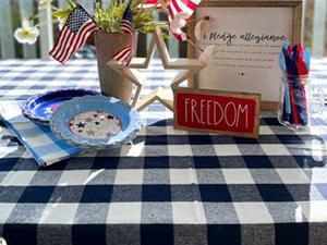 Navy Blue Cotton Tablecloth, 100% Cotton, Checkered Tablecloths, Farmhouse, Gingham Rectangle Tablecloth Heavy Duty Linen Checked Table Cover, Cloth Picnic Kitchen Dining 63x126 Navy and Cream