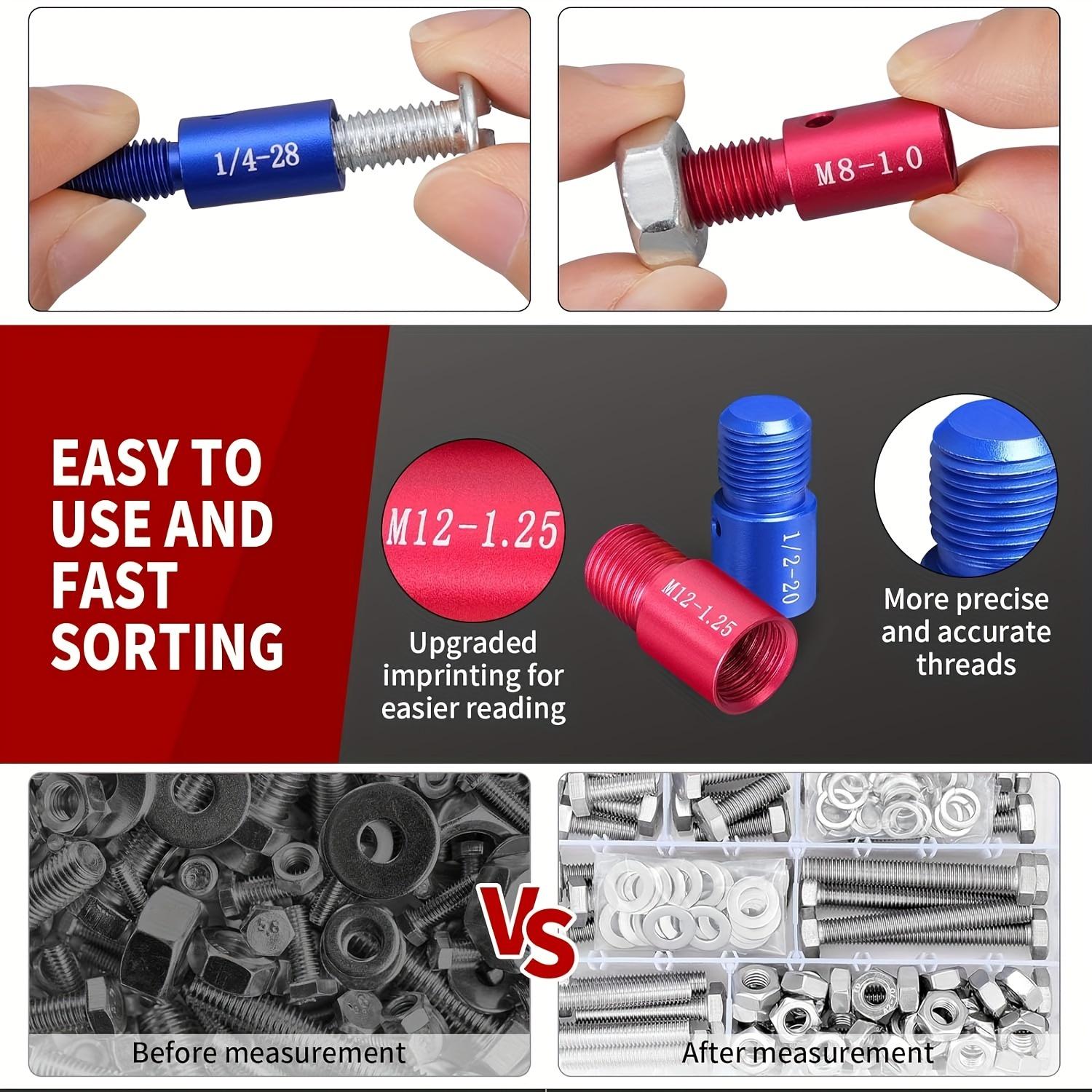 Bolt Thread Checker Set, 14 Standard Inches, 12 Metric Sizes, Detachable, Thread Measurement Tool, Quick Classification, Practical