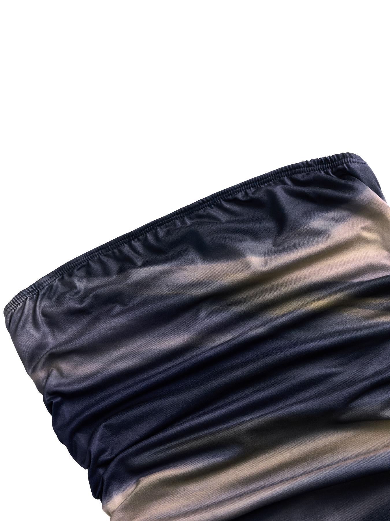 Aliling Women's Tie-dye Print Strapless Sleeveless Mini Dress, Fashion Casual Feminine Sexy Bodycon Short Dress For Female Dresses Summer