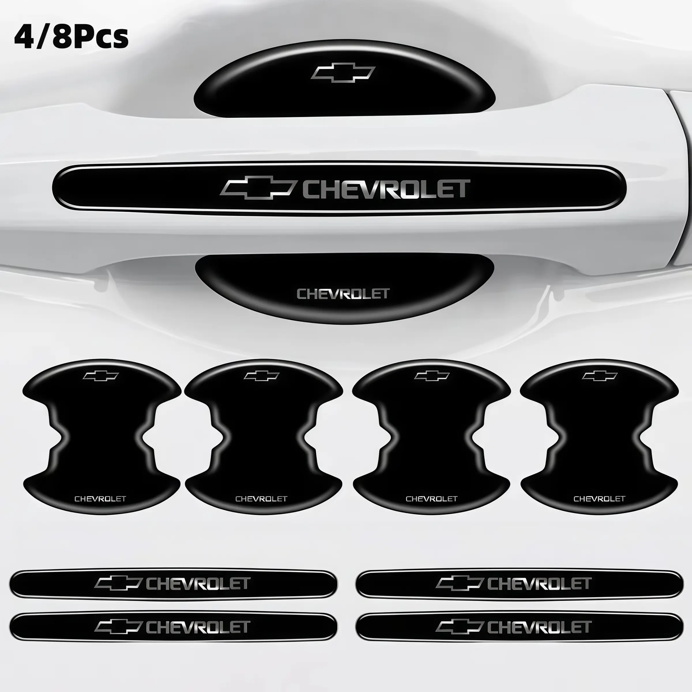4/8pcs Car Door Handle Bowl Anti-collision Protective Stickers For Chevrolet Chevy Cruze Malibu Sail Spark Captiva Equinox Trax AVEO Lova Auto Accessories Automobile Decals Car Decorations Universal Car Sticker Adhesive Decals Automotive Vehicle Accessory