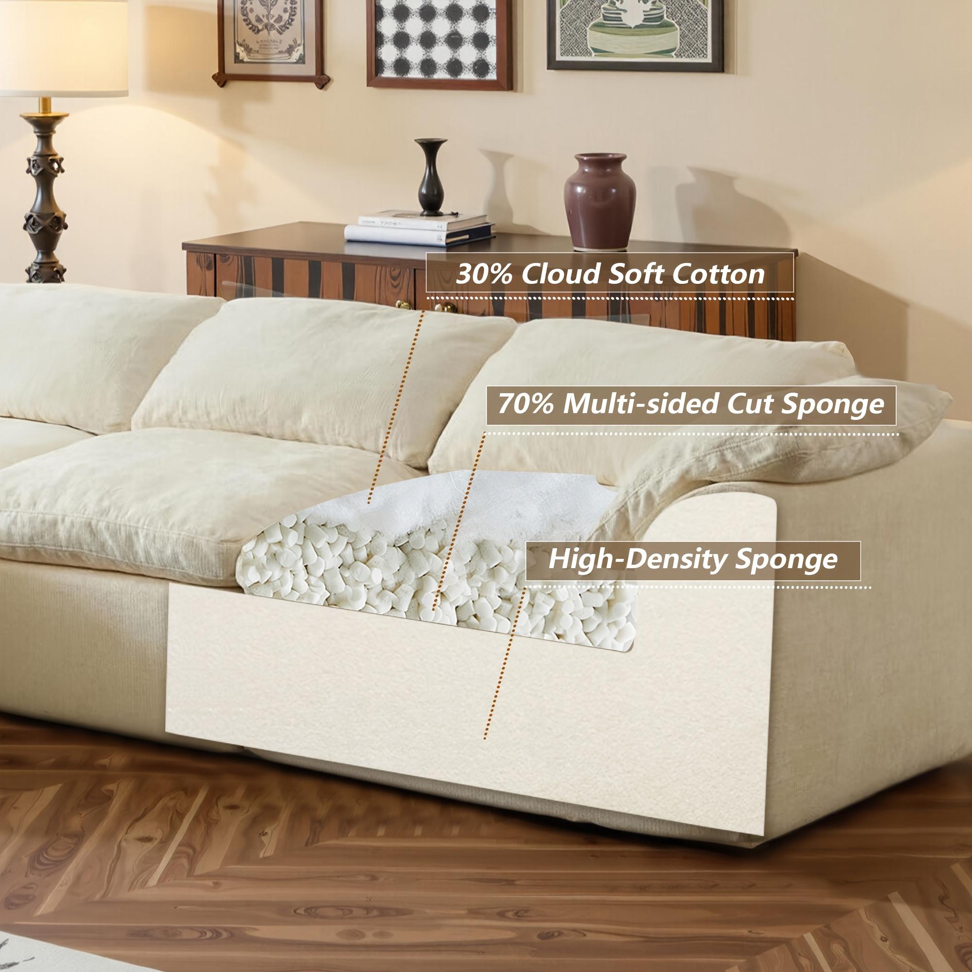 【1/2 Packages】108"Cloud Couches for Living Room, Boneless Couch L-Shape Comfy Sofa Modern Modular Sectional Sofa with Ottoman, Compressed Sofa, Cloud-Like Comfort, Flexible Modular, No Assembly Needed