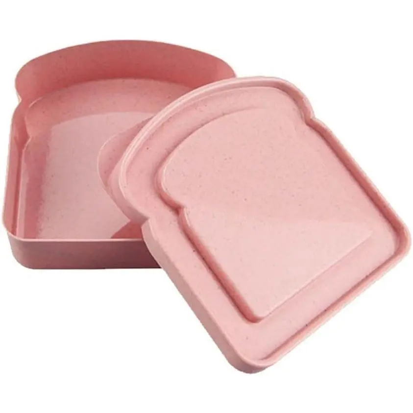 Sandwich Containers, Toast Shape Sandwich Box  Storage Case Plastic Sandwich Keeper Bread Container for Family or Adults(5.12 * 4.84 * 1.46in)