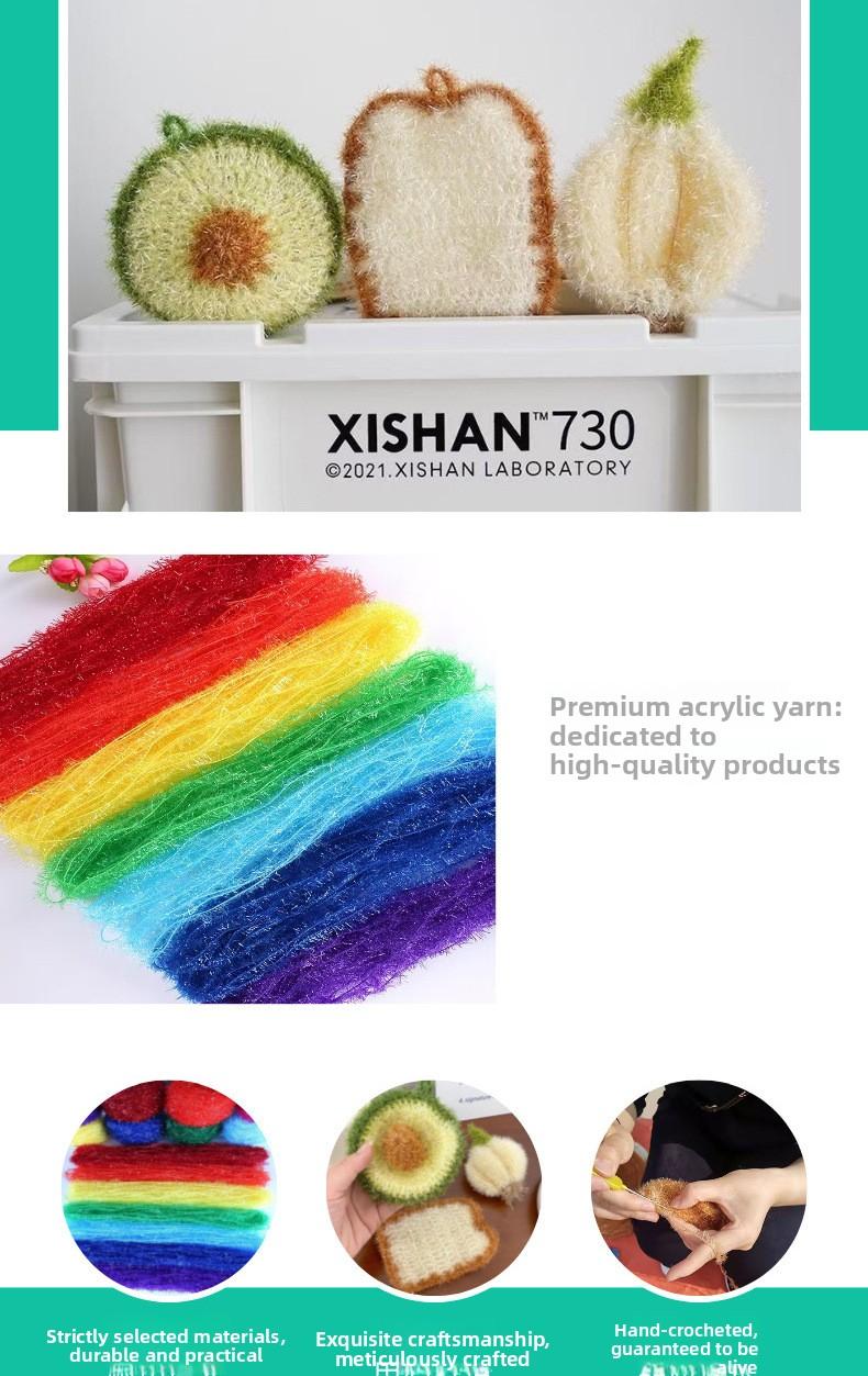 [3-Pack] Kitchen Cleaning Dishcloths Imitation Garlic Bread Dishcloths Avocado Scouring Pads Hand-Woven Cloths Sponges for Efficient Cleaning