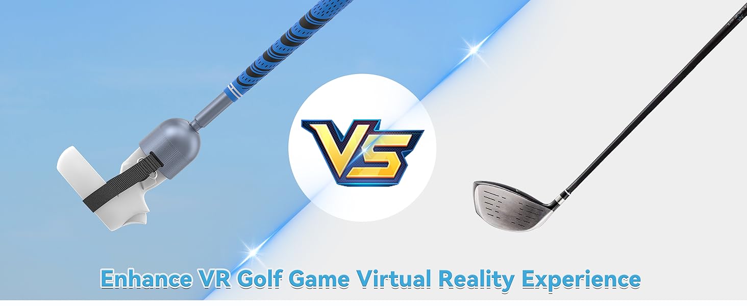 VR Golf Club Handle for Oculus 2, Aluminum Golf Club Attachment Compatible with Oculus Meta 2, with 1: 1 Sleeve and Realistic Rubber, Non-Weighted