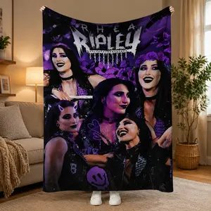 Rhea Ripley Wrestling Plush Blanket – Soft All-Season Bedspread with Signature Logo & Name, Machine Washable, Perfect Gift for WWE Fans, Travel, Home, Dorm & Holiday