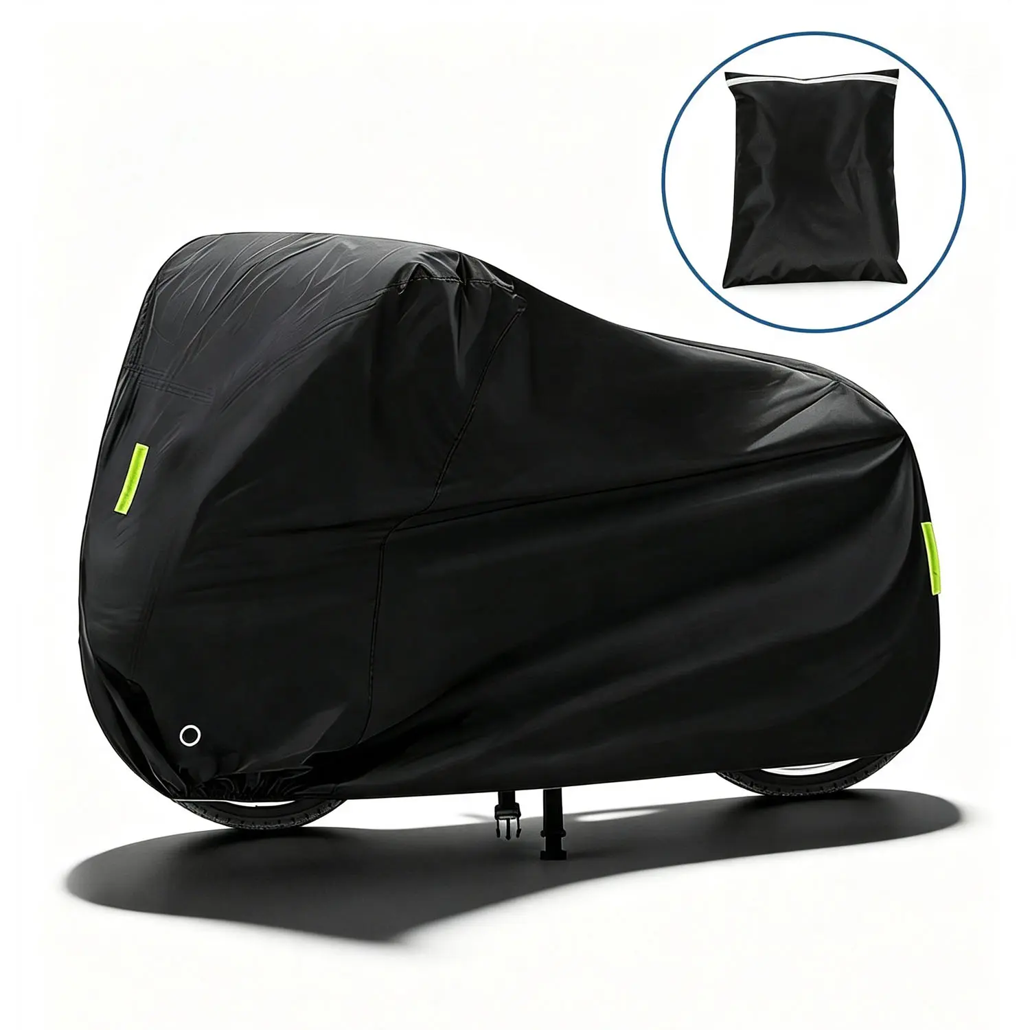 190T Oxford Motorcycle cover Waterproof All Weather, Black Outdoor Motorbike Protector with Anti-Theft Lock Hole & Reflective Strips, UV Rain Snow Dust Wind Resistant, Elastic Edges, Include Carry Bag, L XL XXL XXXL Universal Fit Scooter Sport Bike Cruise