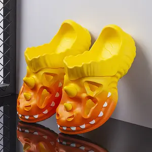 GGOR New EVA Perforated Shoes, Non-Slip, Thick-Soled, Comfortable, Quirky Dinosaur Design, Trendy Color-Blocking Beach Shoes, Lightweight