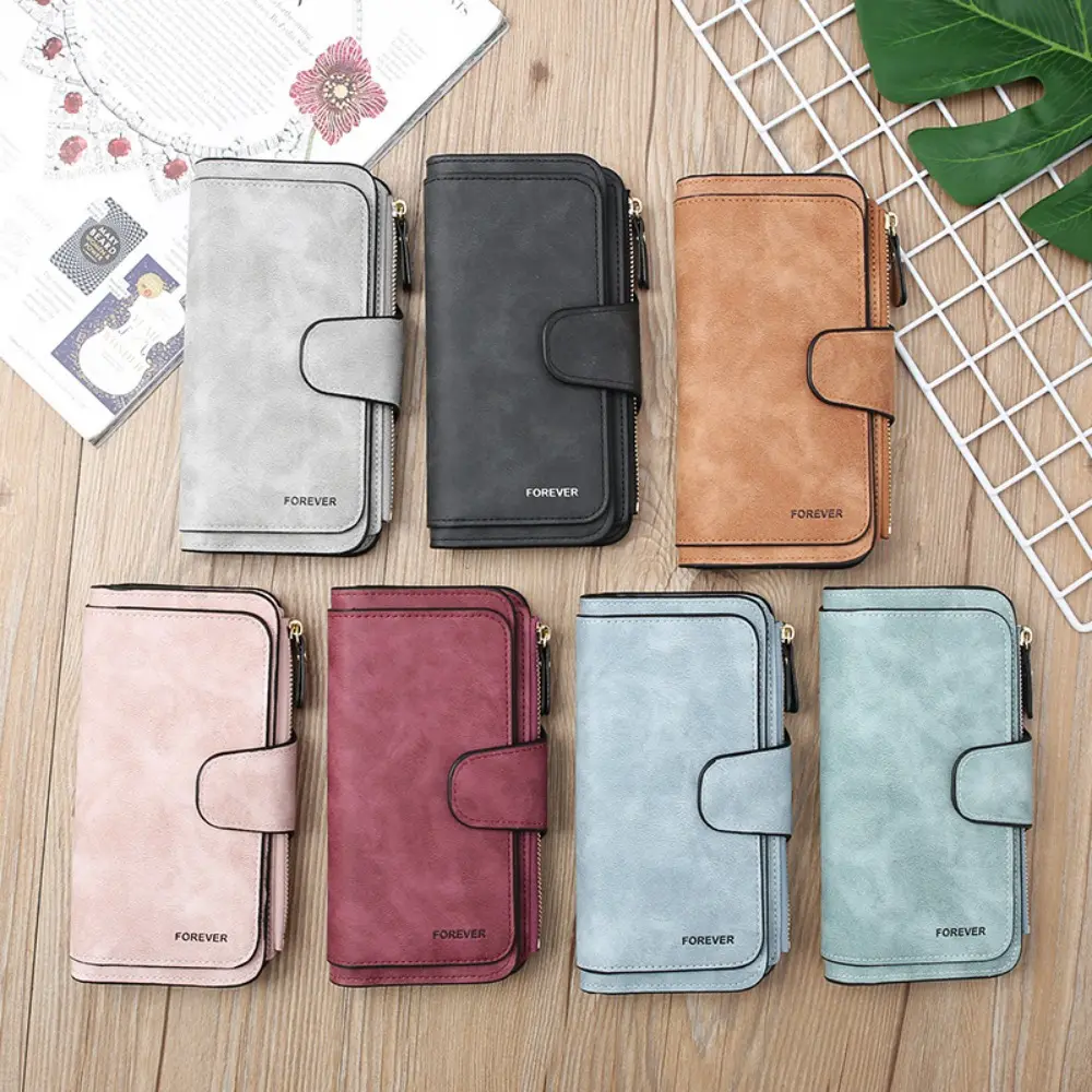 Women's Vintage Matte PU Long Wallet - Elegant Minimalist, Foldable Card Holder Wallet with Large Capacity, Snap Flap, Zipper, Phone Storage for Business Casual Clutch Purse Use, Business Style Wallet, Multi Functional Wallet