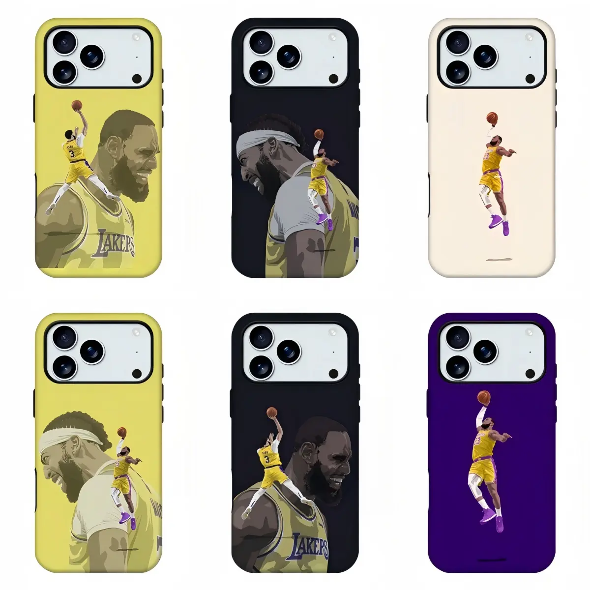 Lakers Basketball Star LeBron James Cartoon Sports Print Phone Case, NBA Athlete Stylish Shockproof Sports Fan Trendy Phone Shell for iPhone11 12 13 14 15 16 17pro max and Samsung S21-S26 .Perfect for Her/HimGirly Phone Caseslovely gift